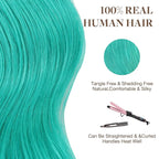 GOO GOO Tape in Hair Extensions Human Hair, Teal Green, 10inch 20g 10pcs, Colored Tape ins Human Hair Extensions, Silky&Soft Invisible Tape Ins, Hair Highlighted for Party