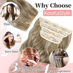 KooKaStyle Hair Extensions Ashy Taupe Blonde Clip in Synthetic Highlight Long Wavy 4PCS Thick Hairpieces for Daily Use 20 Inch for Women
