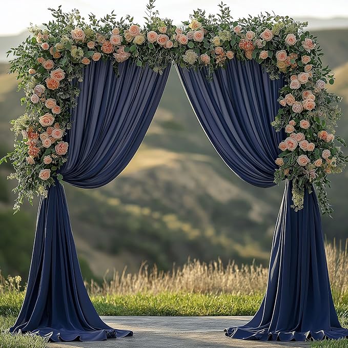 ESGOTBME 10x10ft Wrinkle Free Navy Blue Backdrop Curtain - Image 2