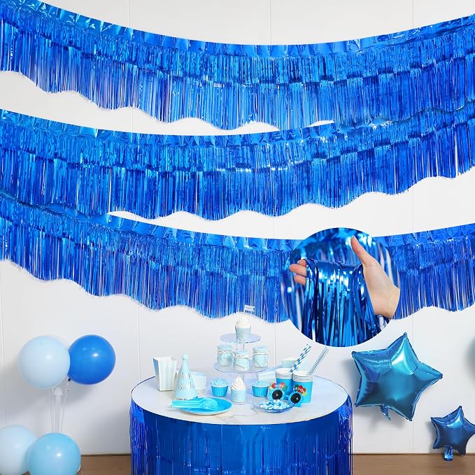 LOLStar Sapphire Blue Foil Fringe Tinsel Garland, Streamers Banner, 6 Pack | - Image 8