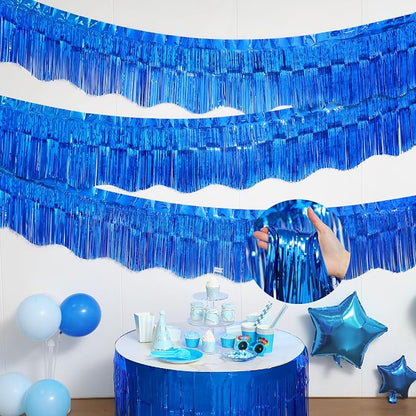 LOLStar Sapphire Blue Foil Fringe Tinsel Garland, Streamers Banner, 6 Pack | - Image 8