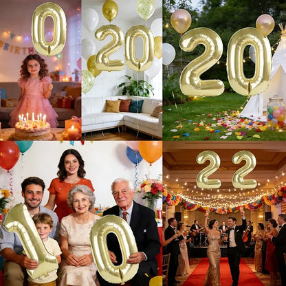 40 Inch Number 20 Balloons for 20th Birthday Party Decorations, 0-100 Champagne - Image 7