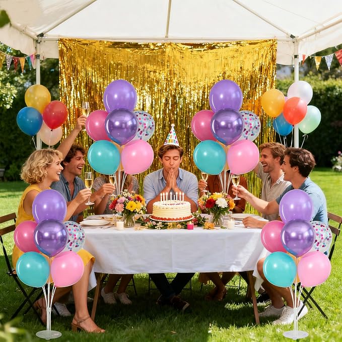 4 Sets Pink Purple Blue Teal Yellow Balloons Stand - Image 6