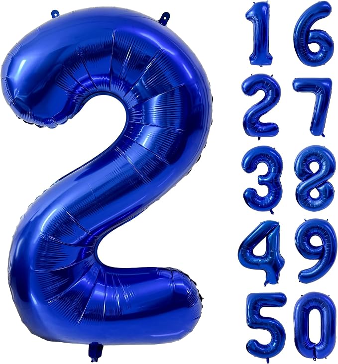 40 inch Navy Blue Number Balloon Dark Blue 2 Balloons Giant Foil Helium by Yeodong