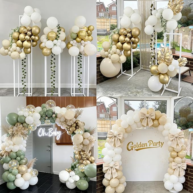 50pcs Cream Beige Balloons 12 Inch, Matte Neutral Sand White Nude Latex Balloon - Image 5