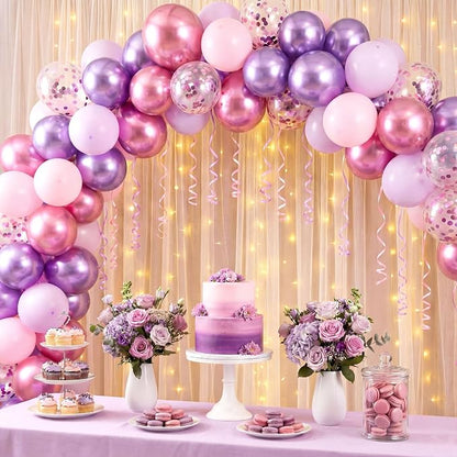 Civaner 48 Pcs Kpop Pink and Purple Balloons 12 Inch Metallic Purple Pink Latex - Image 4