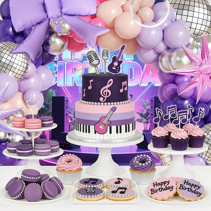 JOGAMS 171Pcs Kpop Balloons Arch Kit, Idol Stage Style Pink Purple Silver Disco - Image 4