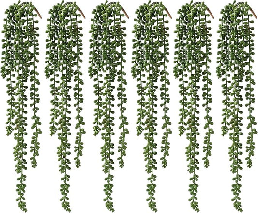 6 Pcs Artificial Succulents Hanging Plants, Fake String of Pearls Greenery by dallisten