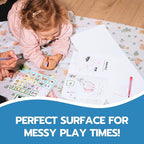 30 Pack Disposable Splat Mats by Eli with Love - Extra Large 49"x49" 100% Waterproof Baby Splat Mat for Under High Chair - Plastic Mat Liner for Floor - Protect from Spills (Moon & Stars, 30 Pack)