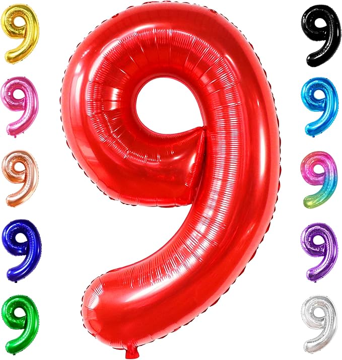 KatchOn Red Number 9 Balloon 40 Inch, 9 Balloon by KatchOn