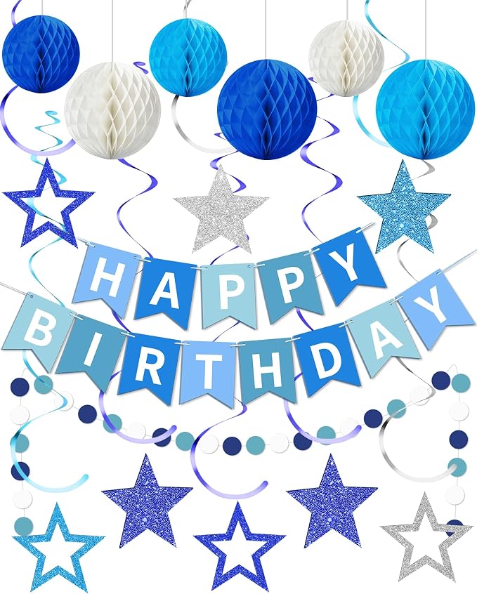 Blue Happy Birthday Decorations, Party Decorations Banners by Unknown
