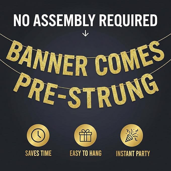 Pre-Strung I'm Retired Ask Someone Else Gold Glitter Banner - Image 5
