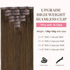 GOO GOO Clip in Hair Extensions Real Human Hair, Remy Human Hair Extensions Clip ins for Women, Natural Human Hair, 16inch 130g 7Pcs, 4A Chocolate Brown