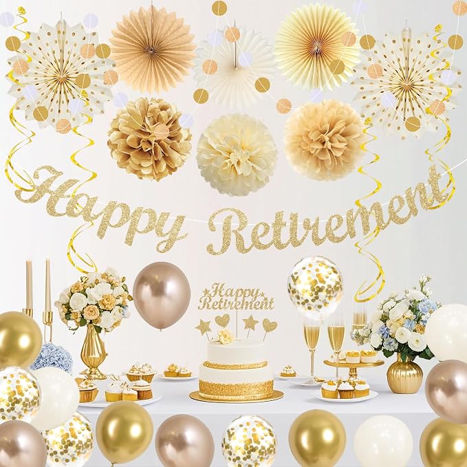 Vlipoeasn Champagne Gold Retirement Decorations - Image 4