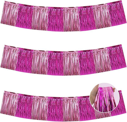 BEISHIDA Pink Mix Fringe Garland Banner 30ft Wall Tinsel Foil Streamers | 3Pack by Beishida