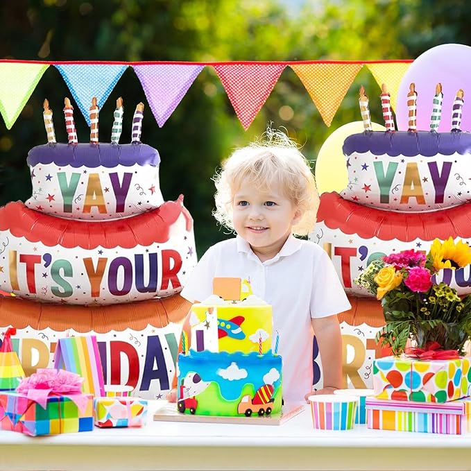 35" 2pk Happy Birthday Foil Balloons "Yay", Colorful | birthday foil balloon - Image 3