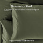 California Design Den King Size Pillowcase Set of 2 - Luxuriously Soft Premium 600 Thread Count, 100% Cotton Pillow Case Covers, Crisp Sateen, Fits King Pillows - Dark Olive Green