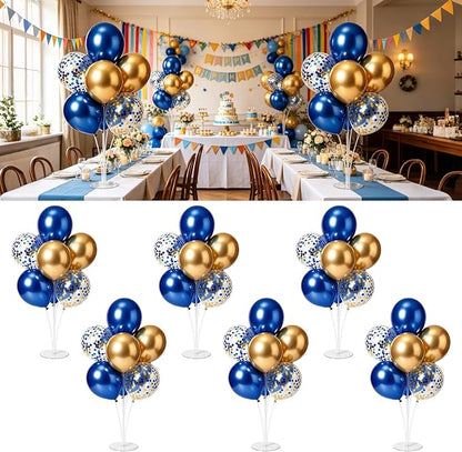 6 Set Navy Blue Gold Balloons Stand Kit - Image 2