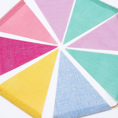 60 Flags Imitated Burlap Pennant Banner Pastel, Rainbow Flag Bunting, Party and - Image 5