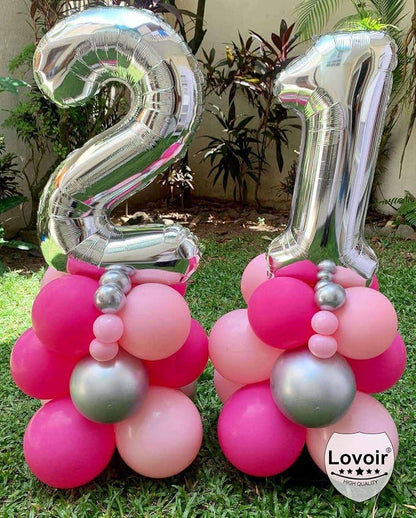 Silver 21 Number Balloons, 40 Inch Giant Number 21 Balloons Foil Mylar Helium - Image 3