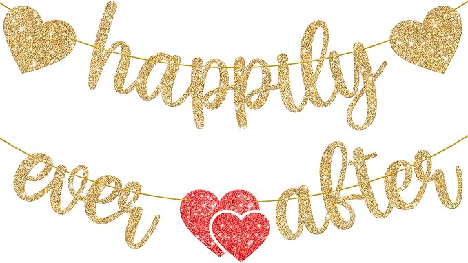 KatchOn Glitter Happily Ever After Banner 10 Ft, Bridal Shower Decorations | by KatchOn