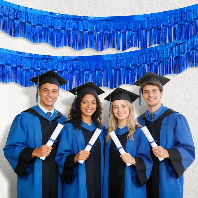 LOLStar Sapphire Blue Foil Fringe Tinsel Garland, Streamers Banner, 6 Pack | - Image 2