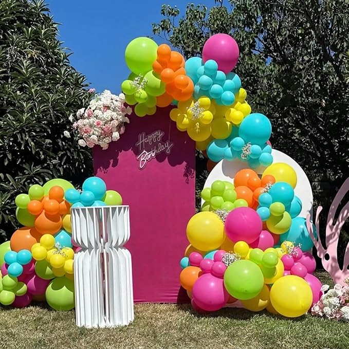 YMSZ Tropical Balloons Arch Kit, Hawaiian Rainbow Balloons | 136pcs Hot Pink - Image 5
