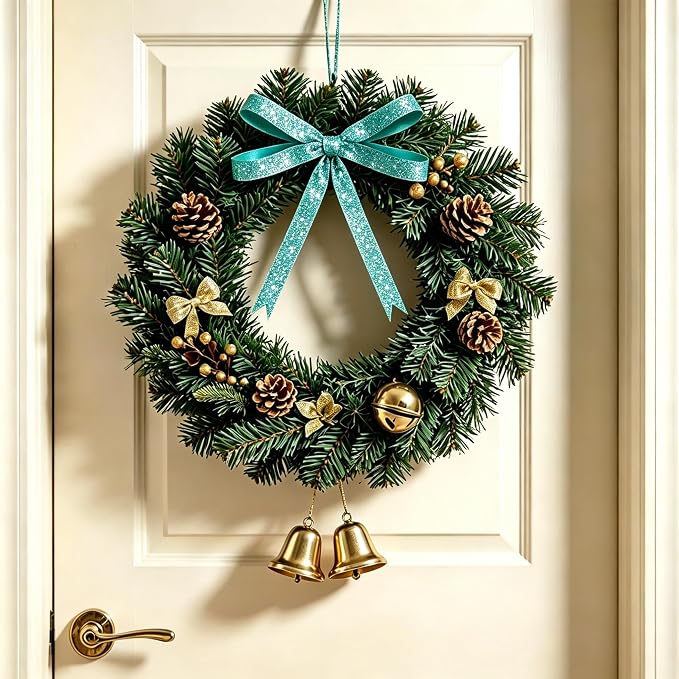 Teal Blue Metallic Glitter Ribbon - Image 2