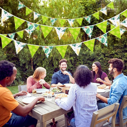 G2PLUS Tropical Fabric Bunting Banner, 39FT Extra Long Reusable Cotton Triangle - Image 4
