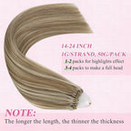 YoungSee Micro Bead Hair Extensions Real Human Hair Highlight Microbead Hair Extensions Human Hair Light Brown Mix Blonde Highlight Micro Link Hair Extension Remy Hair Silky Straight 22Inch 50s 50g