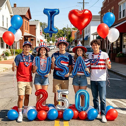 8Pcs 4th of July Decorations, USA 250 Foil Letter Balloons - Image 5
