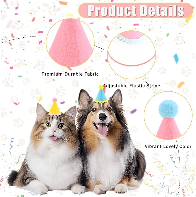 CANREVEL Mini Party Hats for Stuffed Animals Headwear, Birthday Hats - Image 4