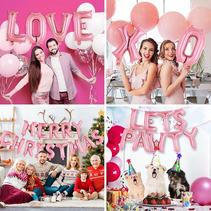 52 Pcs Pink Letter Balloons, 16 Inch Foil Alphabet Letter Balloons, Letter A-Z - Image 7