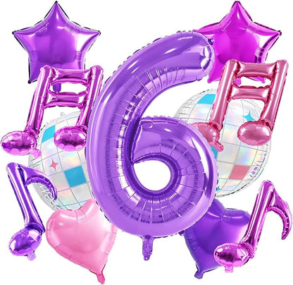TONIFUL Girl‘s Purple Pink Music Themed 6th Birthday Decorations | 40 Inch by TONIFUL