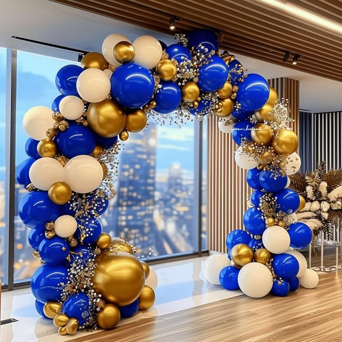 Royal Blue and Gold Balloon Garland Arch Kit - Image 3