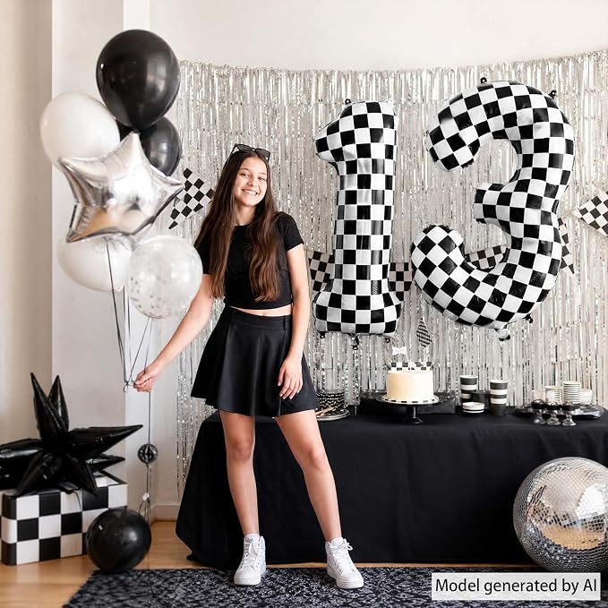 40 Inch Checkered Number 13 Balloon, self-sealing, air/helium compatible - Image 5