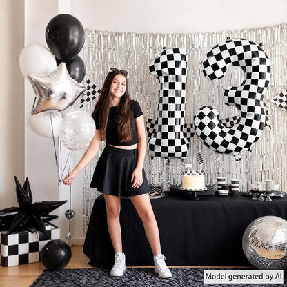 40 Inch Checkered Number 13 Balloon, self-sealing, air/helium compatible - Image 5