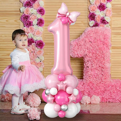 40 Inch Pink Number 1 Balloon for 1st Birthday Decorations Pastel Baby Pink - Image 3