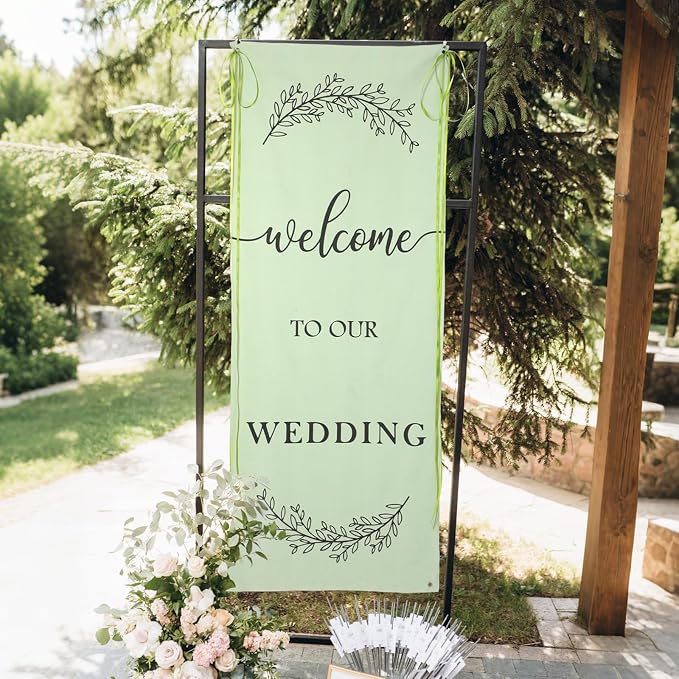 Yousoontic Welcome to Our Wedding Linen Rustic Wedding Welcome Banner Plain - Image 4