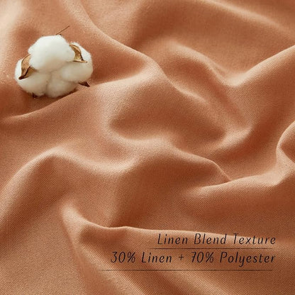 NICETOWN Thick Linen Burnt Orange Curtains 63 inches Long, Grommet Linen Weave - Image 4