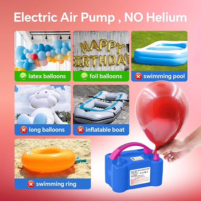 Electric Balloon Pump, 110V 600W Portable Dual Nozzles Balloon Pump, Air Pump - Image 3