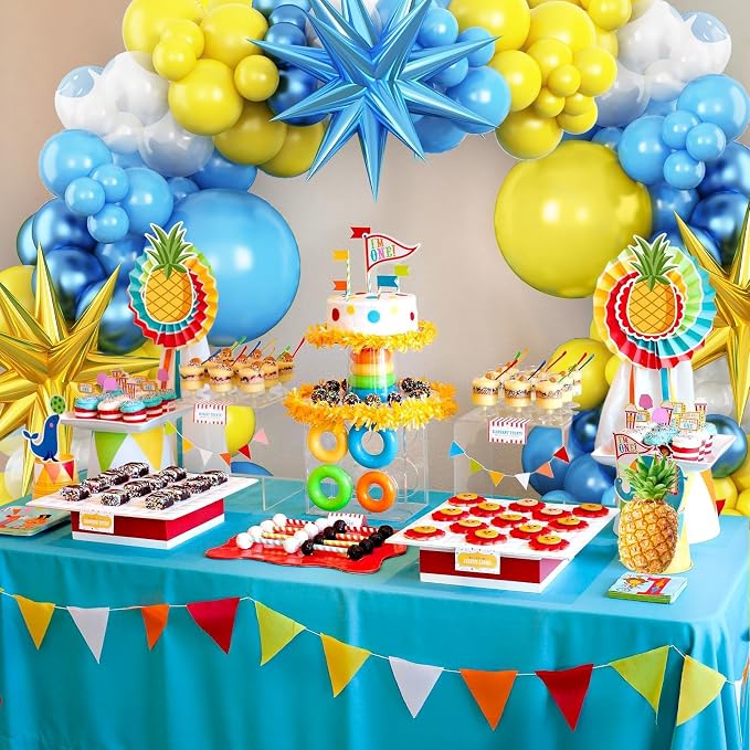 Yellow Blue Clear Balloon Arch Kit - Image 4