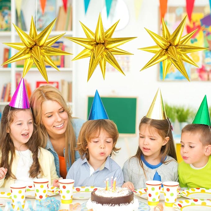 60 Pcs Star Balloons Explosion 12 Point Foil Cone Balloons Magic Balloon Large - Image 4
