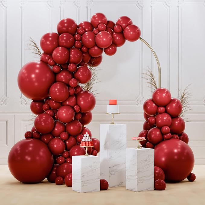 PartyWoo Burgundy Balloons 128pcs Dark Chestnut Red Maroon Color | 18 12 10 5 by PartyWoo