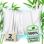 Pillow Cases - 100% Viscose Derived from Bamboo - Cooling Pillowcase - King Size, White, Set of 2 Zippered - for Hot Sleepers - Soft Pillow Covers - by Vegan Silk