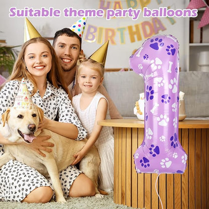 40 Inch Pink Dog Paw Balloons, Numeral 1Birthday Balloons - Image 3