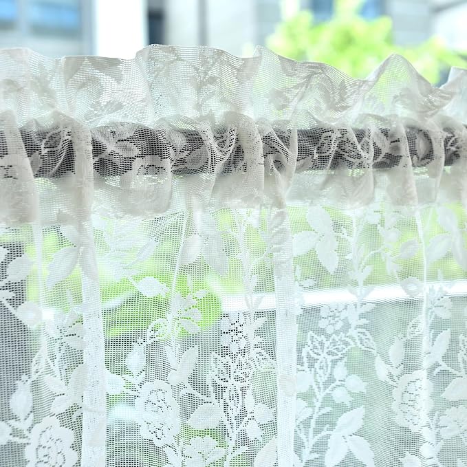 FINECITY Ivory Floral Lace Valance Curtain - Image 4