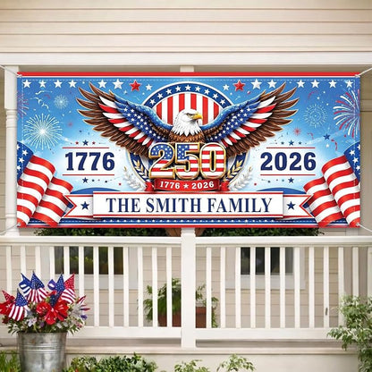 Personalized 250 Years of Freedom USA Banner 1776-2026, Patriotic American - Image 5