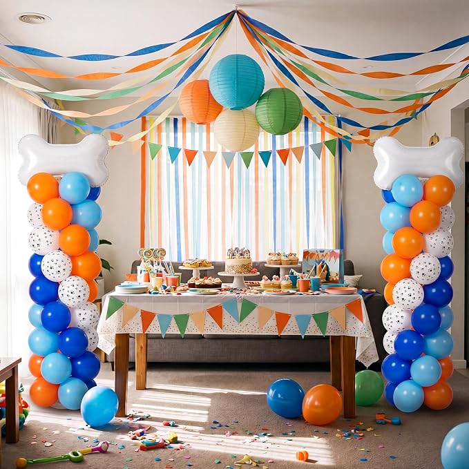 Jenaai 2 Set 163 Pcs Blue Dog Birthday Party Balloon Column Stand Kit | Dog - Image 2