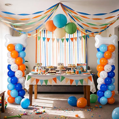 Jenaai 2 Set 163 Pcs Blue Dog Birthday Party Balloon Column Stand Kit | Dog - Image 2